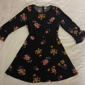 Black Floral skater dress